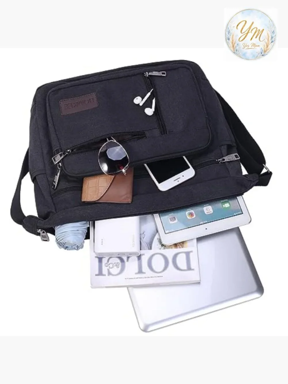Canvas Messenger Bag Vintage Crossbody Laptop Satchel for Work School Travel